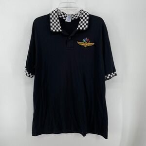 Vintage Indianapolis Motor Speedway Polo Shirt Mens XL* Black Checkered Collar